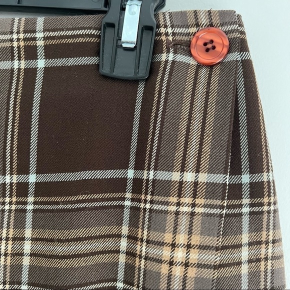 Charter Club Plaid Wrap Skirt Lined Brown Size 14P - Picture 2 of 10